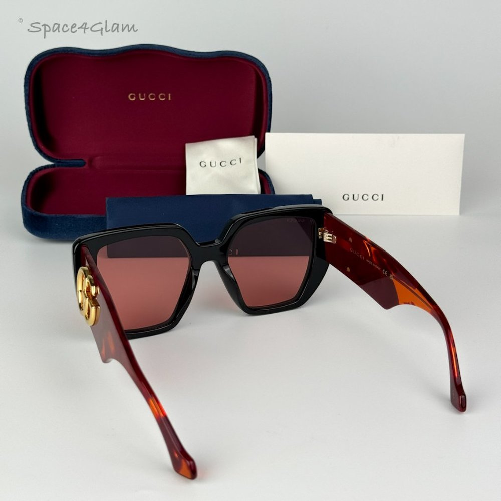 NEW Gucci GG0956S 009 Black Havana Orange Cat Eye Unisex Sunglasses GG 0956S - Picture 5 of 10
